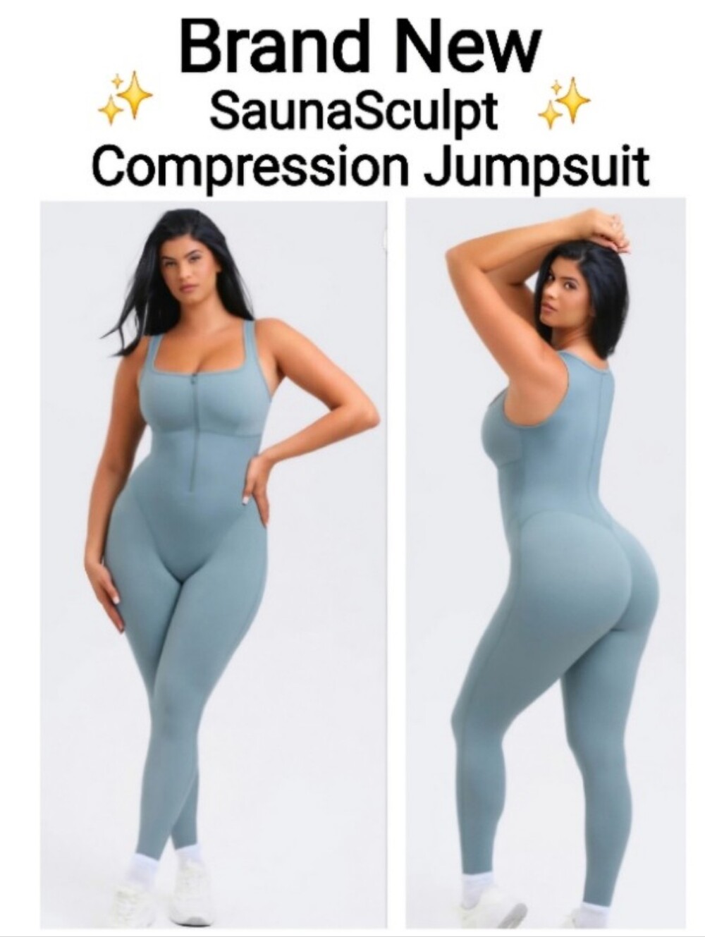 NWT💥 SaunaSculpt Compression Jumpsuit in Dusty Blue, Size M